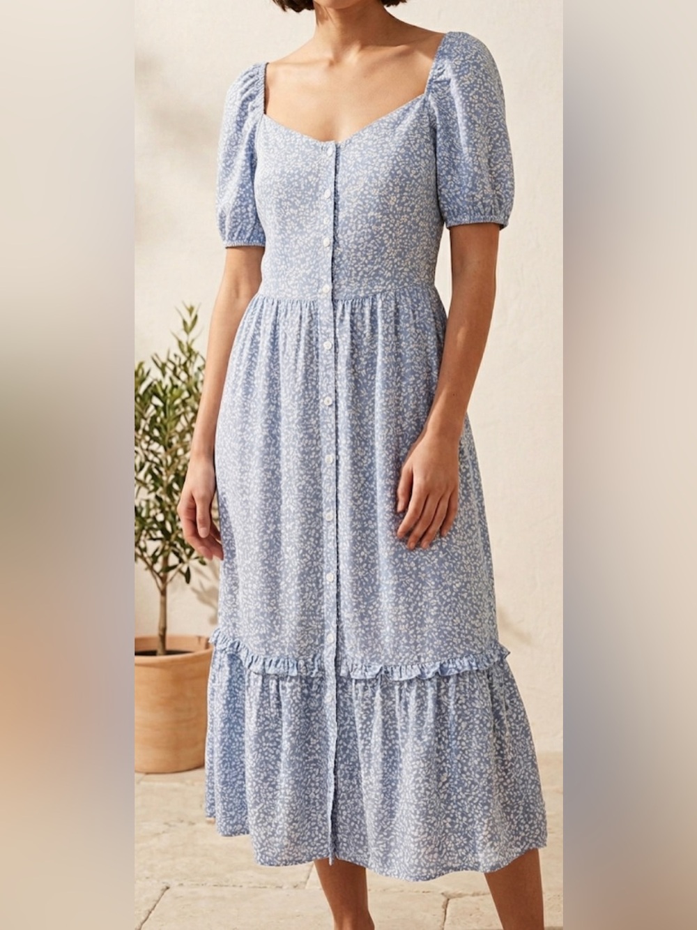 Smash + Tess Light Blue Floral Midi Dress